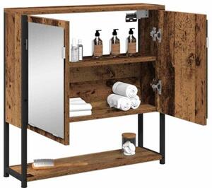 Szafka z lustrem z półką z lustrem stare drewno 60 x 16 x 60 cm