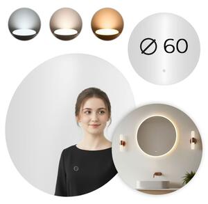Lustro Åazienkowe LED okrÄ gÅe Åcienne 60 cm 3 barwy wÅÄ cznik dotykowy ModernHome