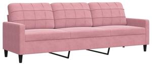 Sofa 3-osobowa, rÃ³Å¼owa, 210 cm, obita aksamitem