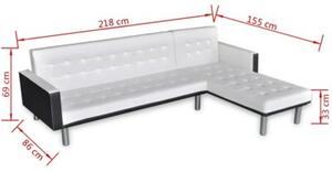 Sofa naroÅ¼na z funkcjÄ rozkÅadania, sztuczna skÃ³ra, biaÅa