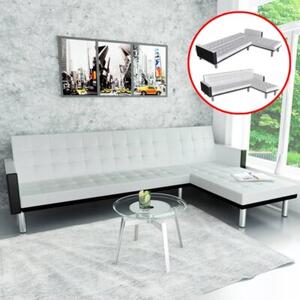 Sofa naroÅ¼na z funkcjÄ rozkÅadania, sztuczna skÃ³ra, biaÅa