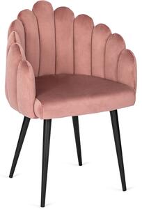 Krzesło z PRL Muszelka Różowe Velvet VINA