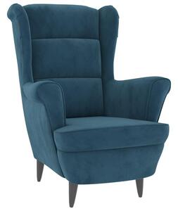 Fotel niebieski, aksamitny