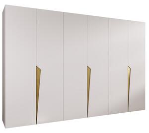 Szafa uchylna otwierana Piano 1 300 (3x100) wys. 202 cm biaÅy + u. zÅoty