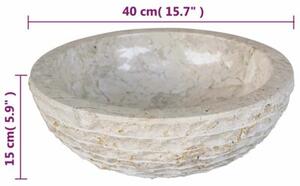 Umywalka marmurowa, 40 cm, kremowa