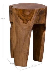 Stołek z naturalnego drewna tekowego Josetta