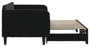 Sofa rozsuwana, czarna, 90x200 cm, aksamit