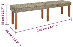 Nowoczesna ławka ogrodowa z litego drewna mango, 160 cm