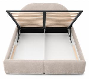 Łóżko tapicerowane 140x200 LUNARO materac pocket pojemnik PREMIUM Beż