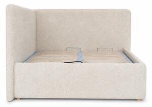 Łóżko sypialniane tapicerowane NOLA 120x200 materac pojemnik stelaż PREMIUM Beż