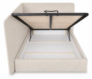 Łóżko sypialniane tapicerowane NOLA 120x200 materac pojemnik stelaż PREMIUM Beż