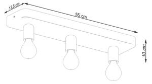 Industrialny potrójny plafon z odkrytymi żarówkami - A370-Enro