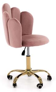 EMWOmeble Krzesło obrotowe muszelka DC-907-S brudny róż welur, złota noga