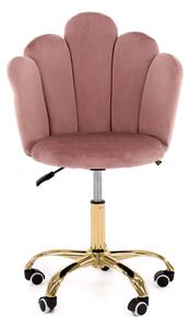 MebleMWM Krzesło obrotowe muszelka DC-907-S brudny róż welur, złota noga
