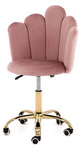 EMWOmeble Krzesło obrotowe muszelka DC-907-S brudny róż welur, złota noga