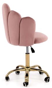 MebleMWM Krzesło obrotowe muszelka DC-907-S brudny róż welur, złota noga