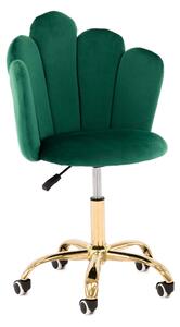 MebleMWM Krzesło obrotowe muszelka DC-907-S zielony welur, złota noga