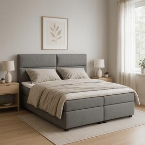 Łóżko Kontynentalne Tapicerowane AMBER 145x210 z Pojemnikiem Szare Welurowe