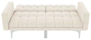 Sofa rozkÅadana, kremowa, tapicerowana tkaninÄ