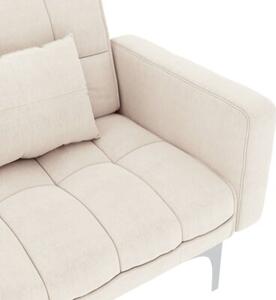 Sofa rozkÅadana, kremowa, tapicerowana tkaninÄ