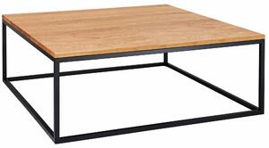 Stolik kawowy z dębowym blatem i metalową ramą 80x80 cm