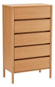 Wysoka komoda Blair z 5 szufladami (CD02) naturalny dąb 70x118 cm