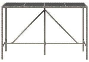 Stolik barowy ze szklanym blatem, szary, 180x70x110 cm
