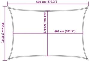 Żagiel przeciwsłoneczny, jasnoszary, 5x3,5 m, 100% poliester