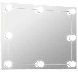 Lustro Åcienne z lampkami LED, bez ramy, prostokÄ tne, szklane
