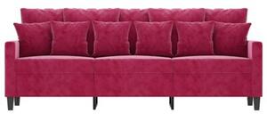 Sofa 3-osobowa, winna czerwieÅ, 180 cm, obita aksamitem