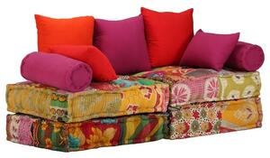 Puf moduÅowy, 2-osobowy, patchwork, tkanina