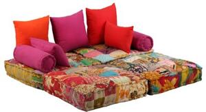 Puf moduÅowy, 2-osobowy, patchwork, tkanina