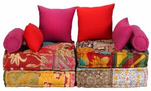 Puf moduÅowy, 2-osobowy, patchwork, tkanina