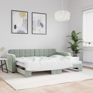 Sofa rozsuwana, jasnoszara, 80x200 cm, aksamit