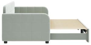 Sofa rozsuwana, jasnoszara, 80x200 cm, aksamit