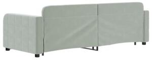 Sofa rozsuwana, jasnoszara, 80x200 cm, aksamit