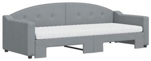 Sofa rozsuwana z materacami, jasnoszara, 80x200 cm, tkanina
