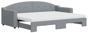 Sofa rozsuwana z materacami, jasnoszara, 80x200 cm, tkanina