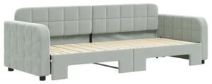 Sofa rozsuwana, jasnoszara, 80x200 cm, aksamit