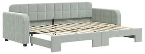 Sofa rozsuwana, jasnoszara, 80x200 cm, aksamit