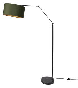 Lampa podłogowa czarna regulowana z zielonym kloszem i złotym wnętrzem 50 cm - Editor
