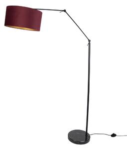 Lampa podłogowa czarna regulowana z czerwonym kloszem i złotym wnętrzem 50 cm - Editor