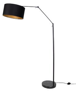 Regulowana czarna lampa podłogowa z czarnym kloszem i złotym wnętrzem 50 cm - Editor