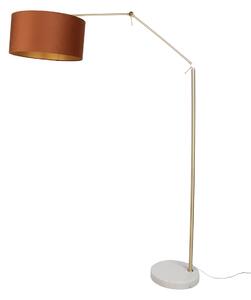 Lampa podłogowa złota regulowana z pomarańczowym kloszem i złotym wnętrzem 50 cm - Editor