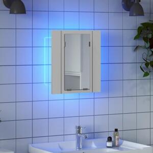 Szafka łazienkowa z lustrem i LED, biała, 40x12x45 cm, akryl