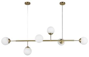 LAMPA WISZĄCA SUFITOWA NOWOCZESNA ZŁOTO SZCZOTKOWANE BIAŁE KULE FINO 6 LED