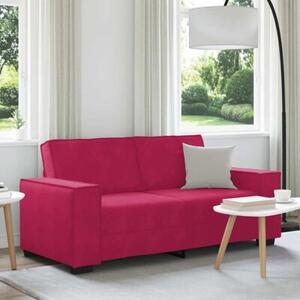 Sofa 2-osobowa, winna czerwieÅ, 140 cm, tapicerowana aksamitem