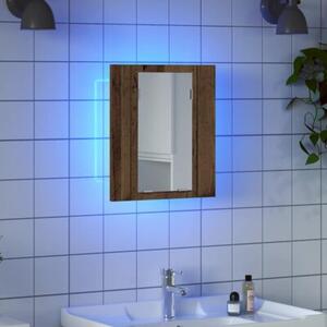 Szafka łazienkowa z lustrem i LED, stare drewno, 40x12x45 cm