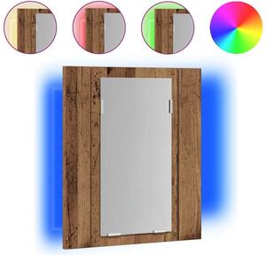 Szafka łazienkowa z lustrem i LED, stare drewno, 40x12x45 cm