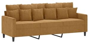 Sofa 3-osobowa, brÄ zowa, 180 cm, tapicerowana aksamitem